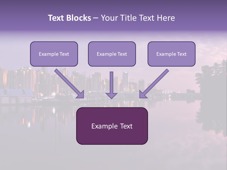 Marina Morning Night Ocean Office Park Port Reflection Clouds Cloudscape Skyscrapers PowerPoint Template
