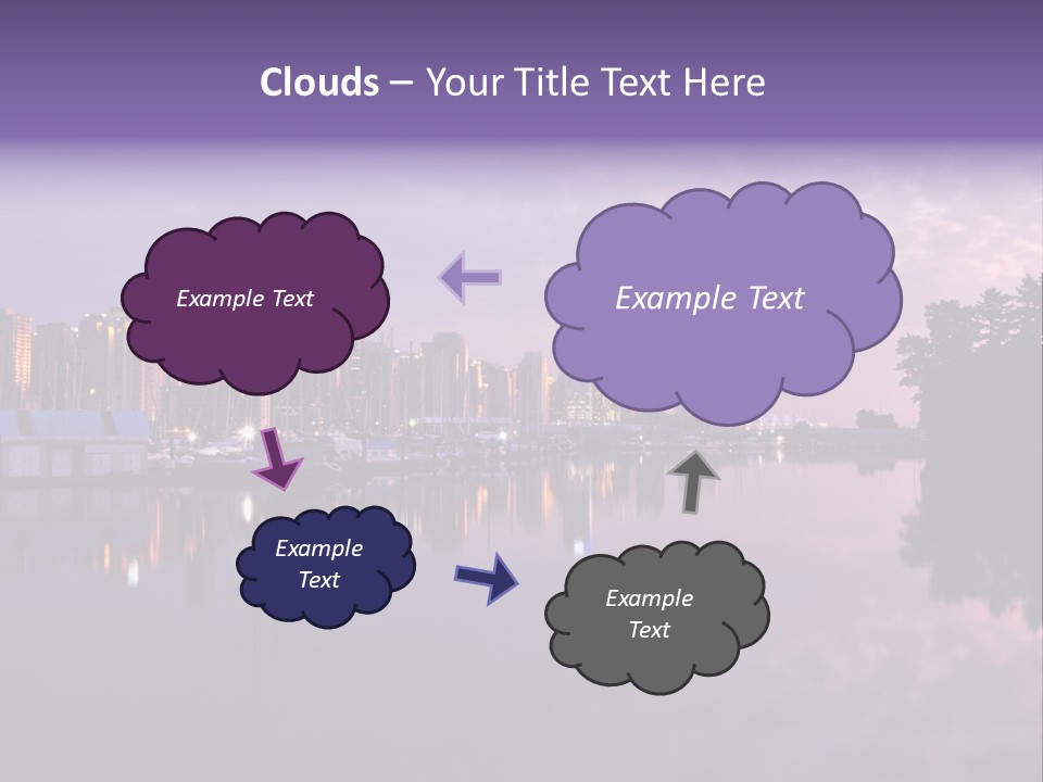Marina Morning Night Ocean Office Park Port Reflection Clouds Cloudscape Skyscrapers PowerPoint Template