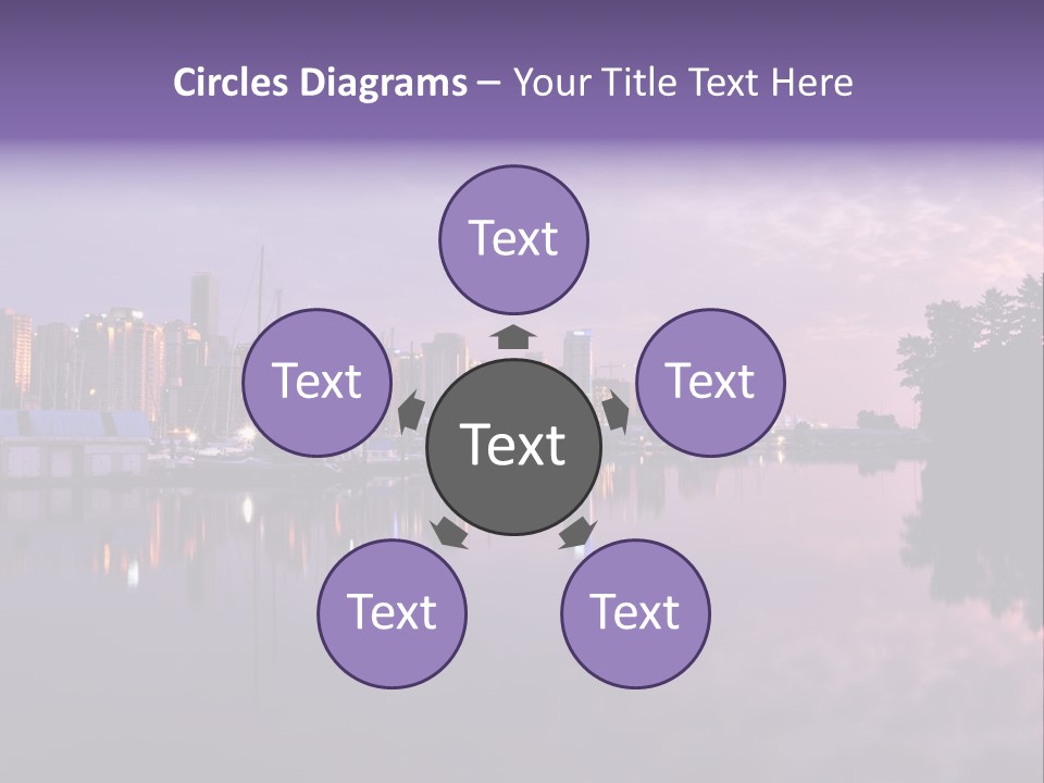 Marina Morning Night Ocean Office Park Port Reflection Clouds Cloudscape Skyscrapers PowerPoint Template