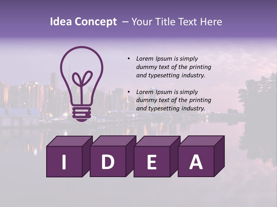 Marina Morning Night Ocean Office Park Port Reflection Clouds Cloudscape Skyscrapers PowerPoint Template