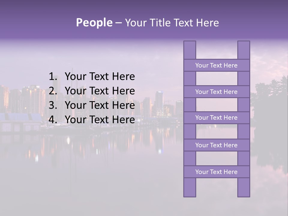 Marina Morning Night Ocean Office Park Port Reflection Clouds Cloudscape Skyscrapers PowerPoint Template