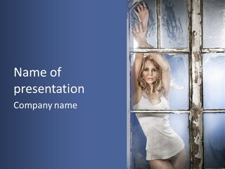 Lady Blue People PowerPoint Template