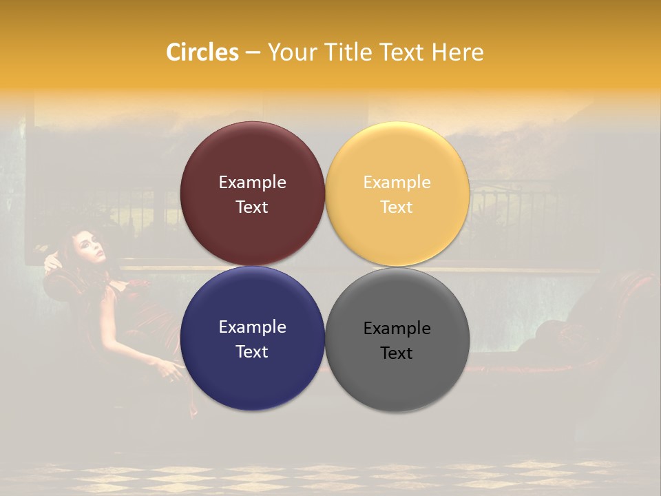 Woman Full Body Shot Sofa PowerPoint Template