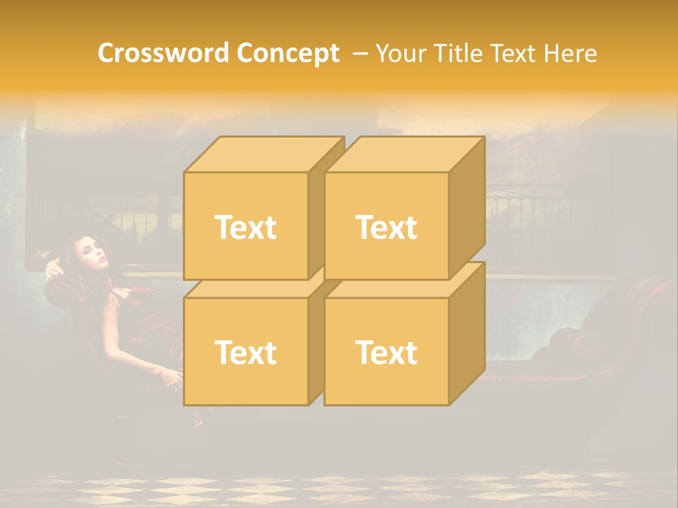 Woman Full Body Shot Sofa PowerPoint Template