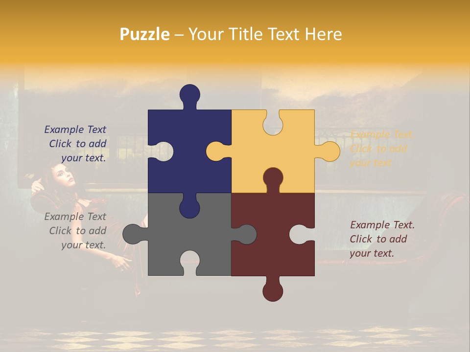 Woman Full Body Shot Sofa PowerPoint Template