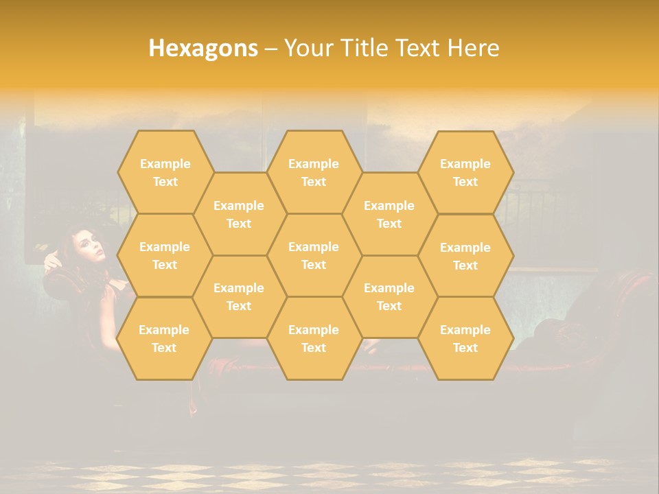 Woman Full Body Shot Sofa PowerPoint Template