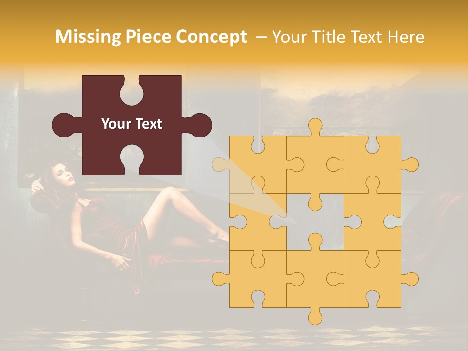 Woman Full Body Shot Sofa PowerPoint Template