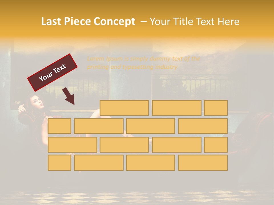 Woman Full Body Shot Sofa PowerPoint Template