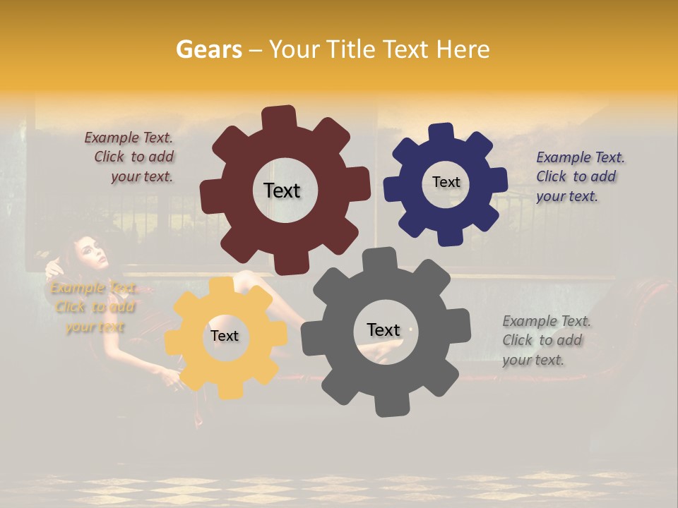 Woman Full Body Shot Sofa PowerPoint Template