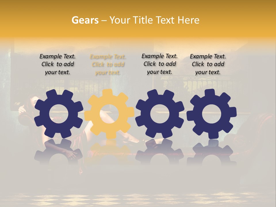 Woman Full Body Shot Sofa PowerPoint Template