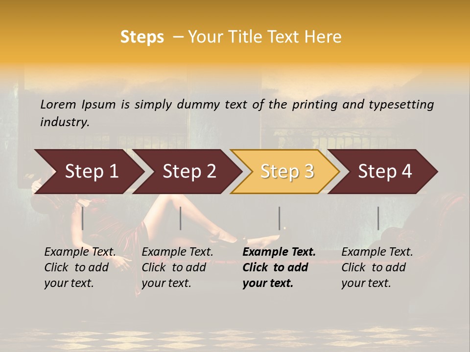 Woman Full Body Shot Sofa PowerPoint Template