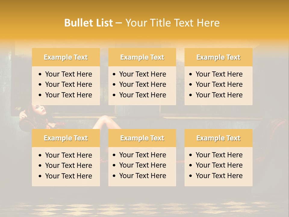 Woman Full Body Shot Sofa PowerPoint Template