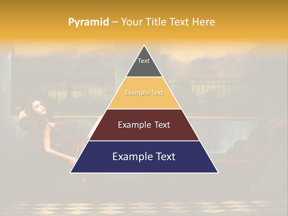 Woman Full Body Shot Sofa PowerPoint Template