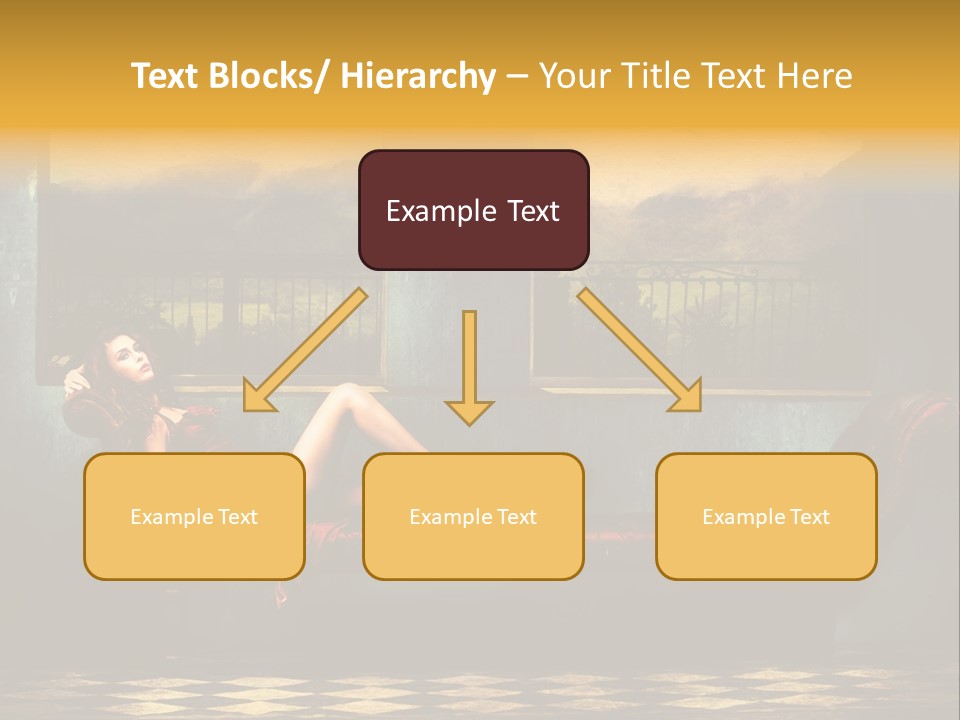 Woman Full Body Shot Sofa PowerPoint Template