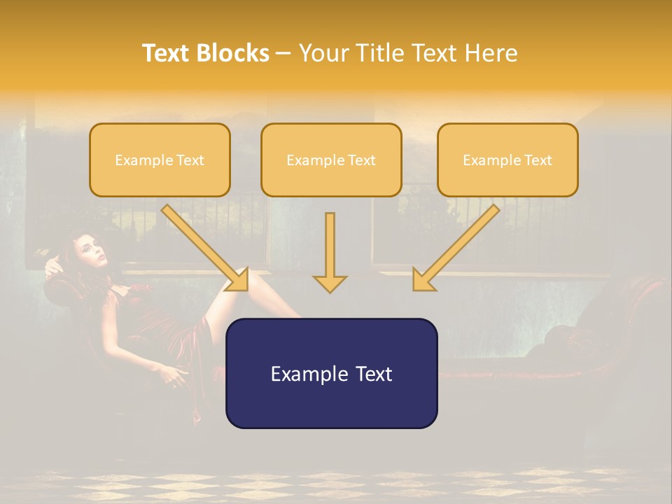 Woman Full Body Shot Sofa PowerPoint Template