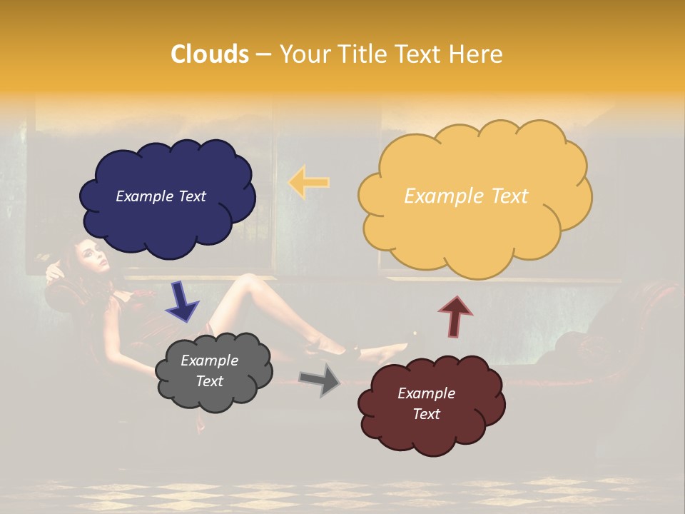 Woman Full Body Shot Sofa PowerPoint Template