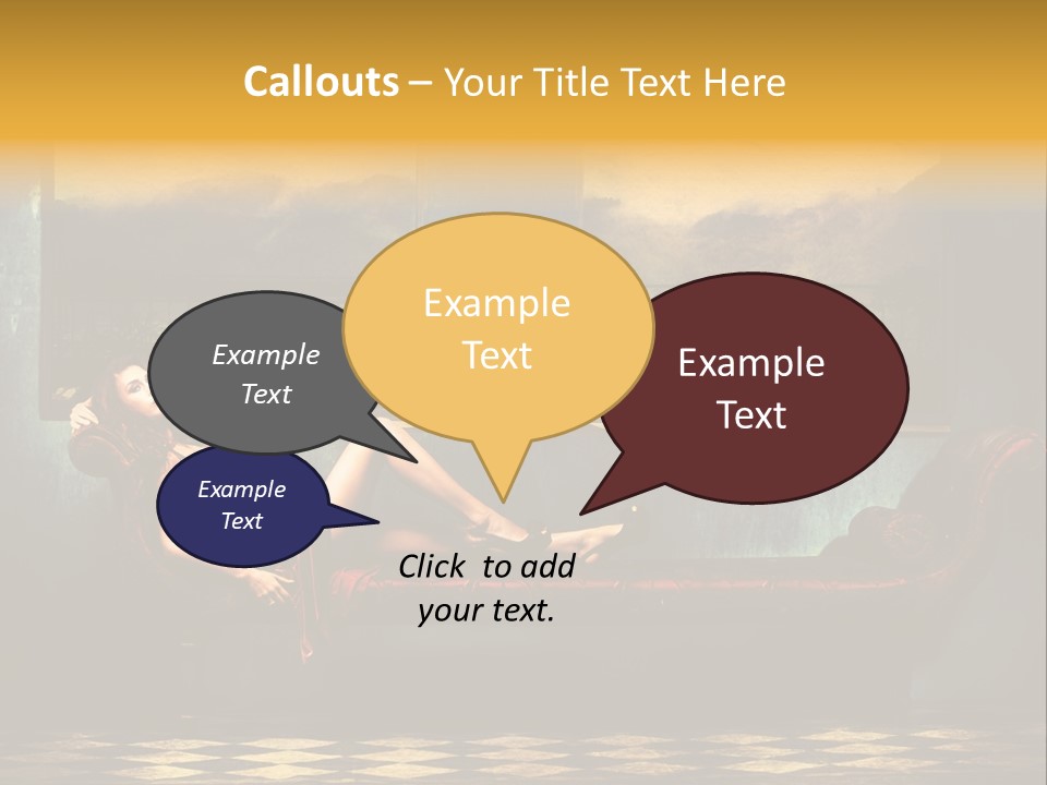 Woman Full Body Shot Sofa PowerPoint Template