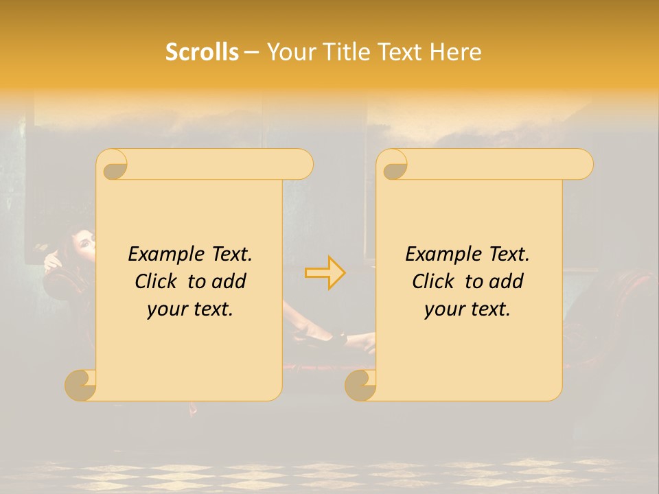 Woman Full Body Shot Sofa PowerPoint Template