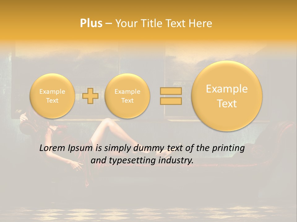 Woman Full Body Shot Sofa PowerPoint Template