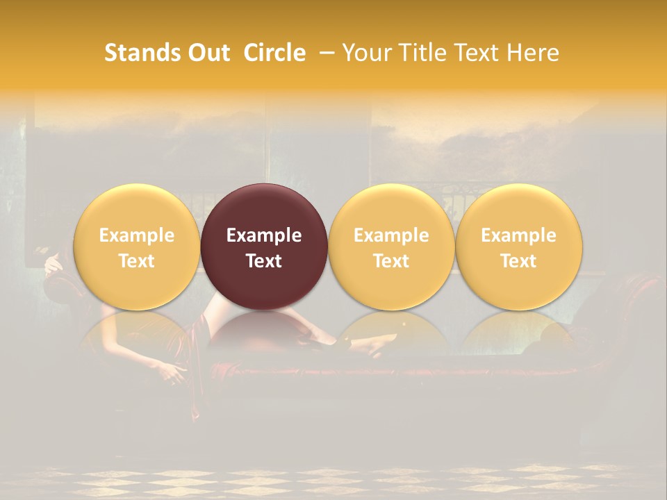 Woman Full Body Shot Sofa PowerPoint Template