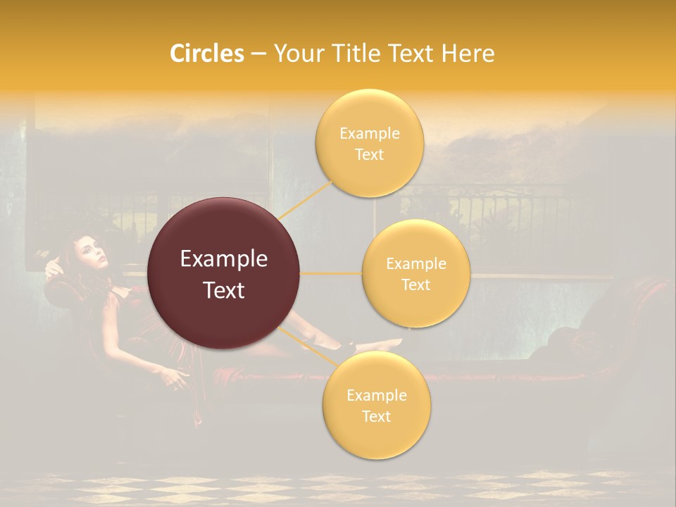 Woman Full Body Shot Sofa PowerPoint Template