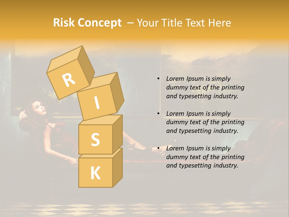 Woman Full Body Shot Sofa PowerPoint Template