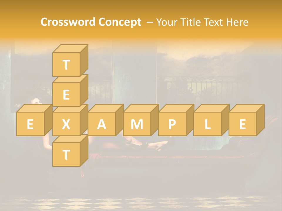 Woman Full Body Shot Sofa PowerPoint Template