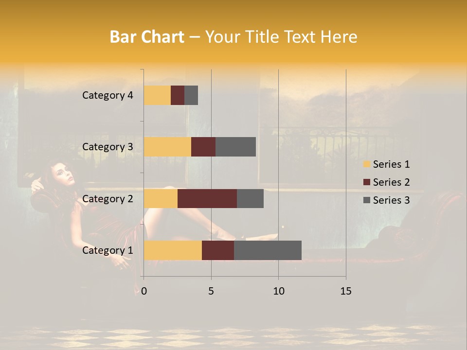 Woman Full Body Shot Sofa PowerPoint Template