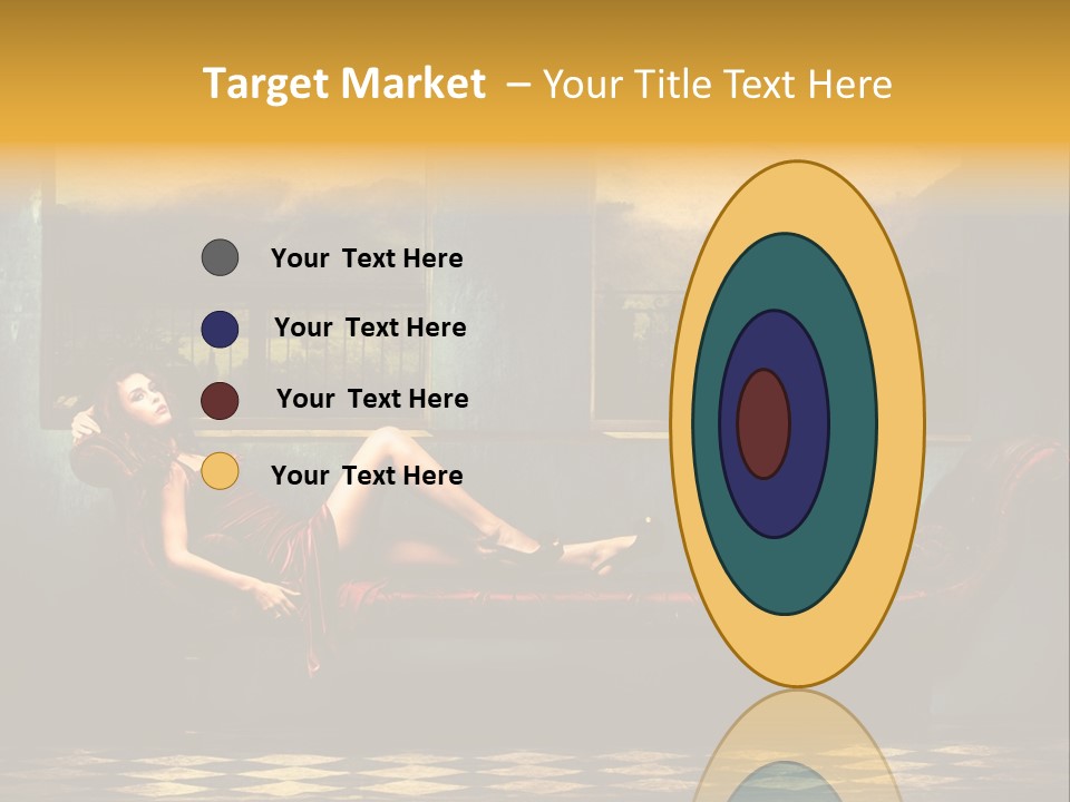 Woman Full Body Shot Sofa PowerPoint Template