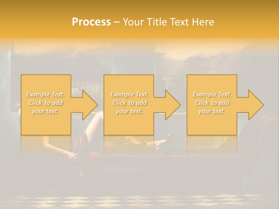 Woman Full Body Shot Sofa PowerPoint Template