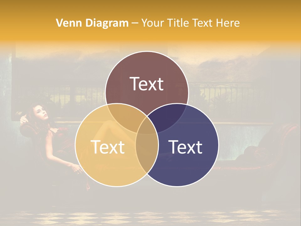 Woman Full Body Shot Sofa PowerPoint Template