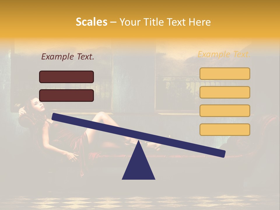 Woman Full Body Shot Sofa PowerPoint Template