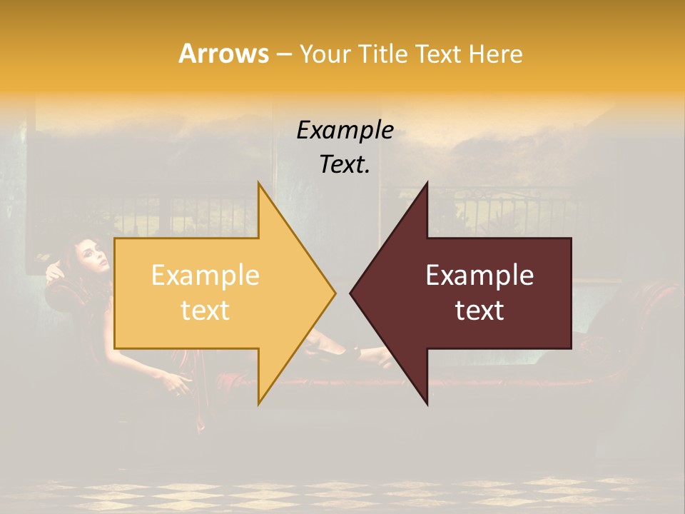 Woman Full Body Shot Sofa PowerPoint Template