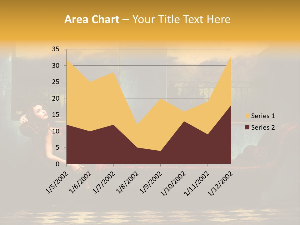 Woman Full Body Shot Sofa PowerPoint Template