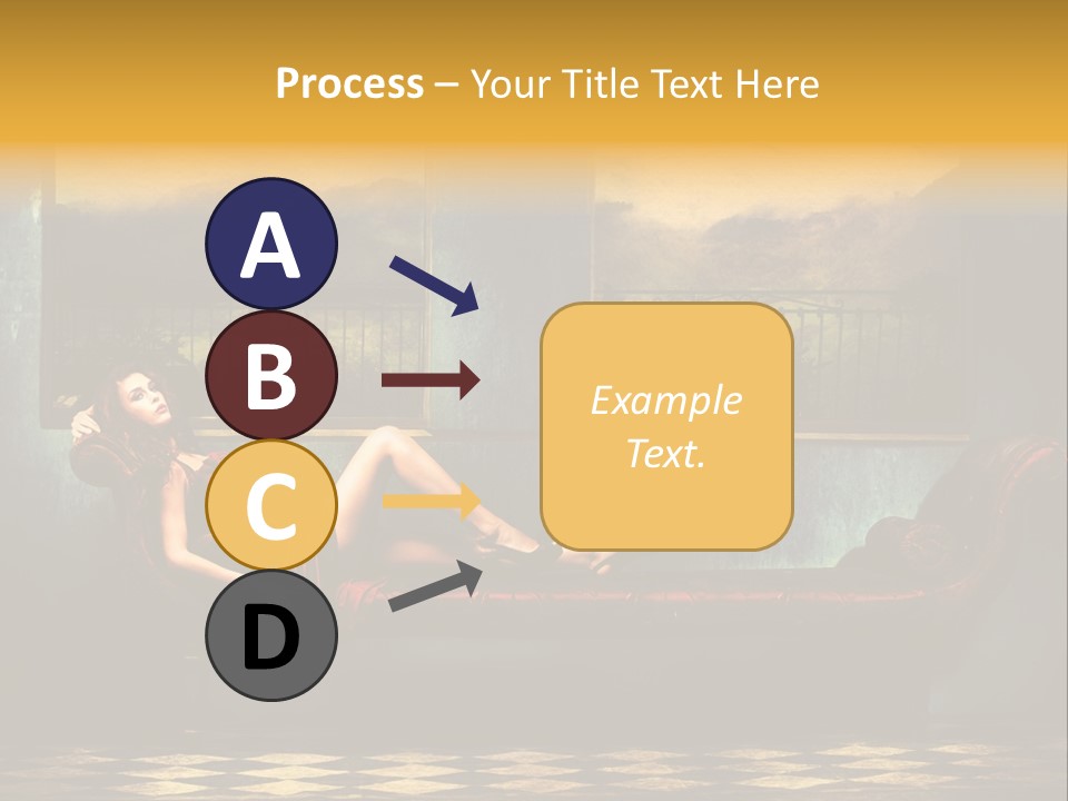 Woman Full Body Shot Sofa PowerPoint Template