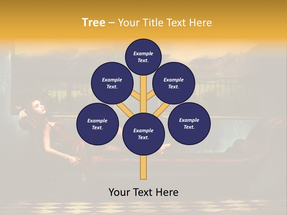 Woman Full Body Shot Sofa PowerPoint Template