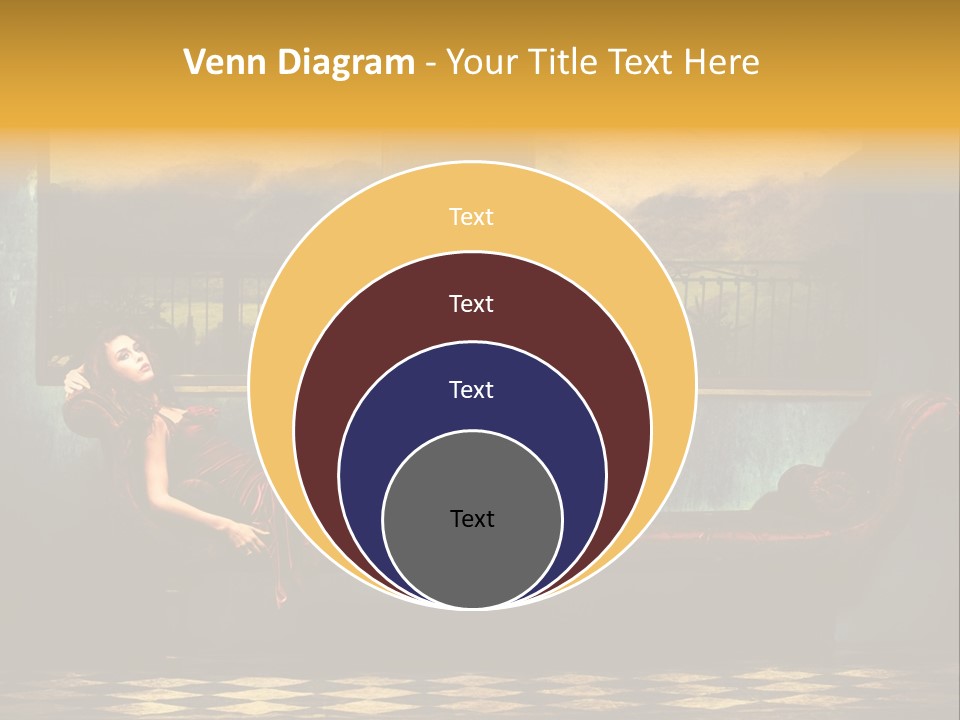 Woman Full Body Shot Sofa PowerPoint Template