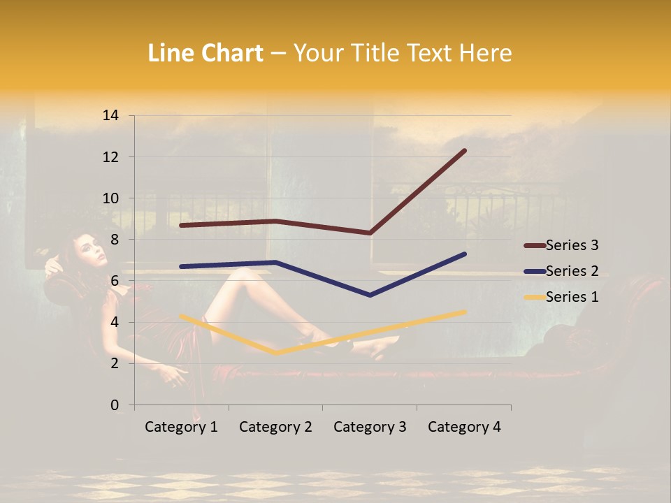 Woman Full Body Shot Sofa PowerPoint Template