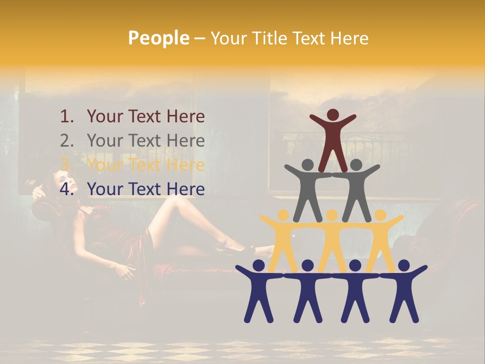 Woman Full Body Shot Sofa PowerPoint Template