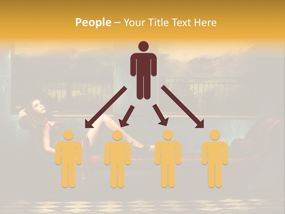 Woman Full Body Shot Sofa PowerPoint Template