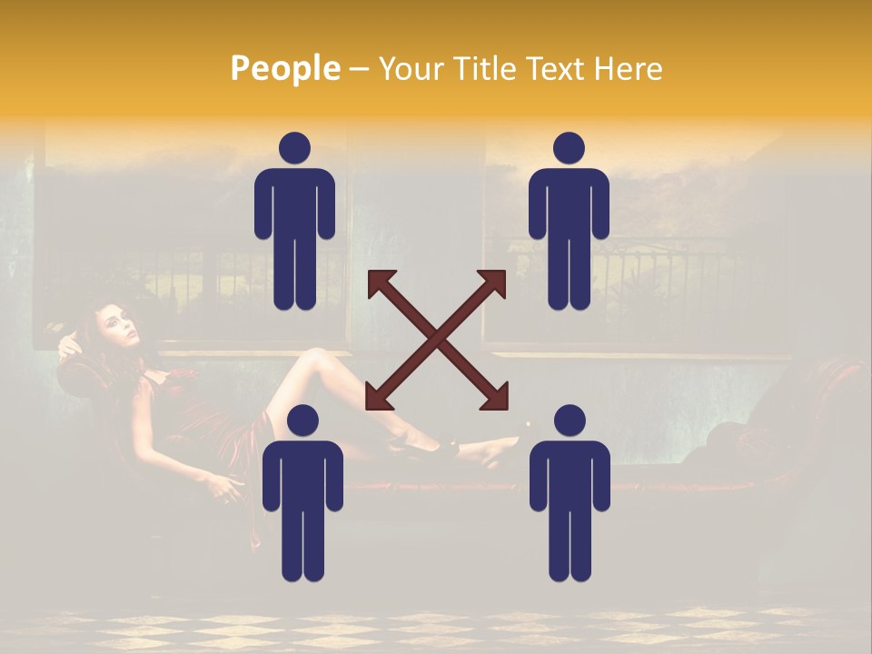 Woman Full Body Shot Sofa PowerPoint Template