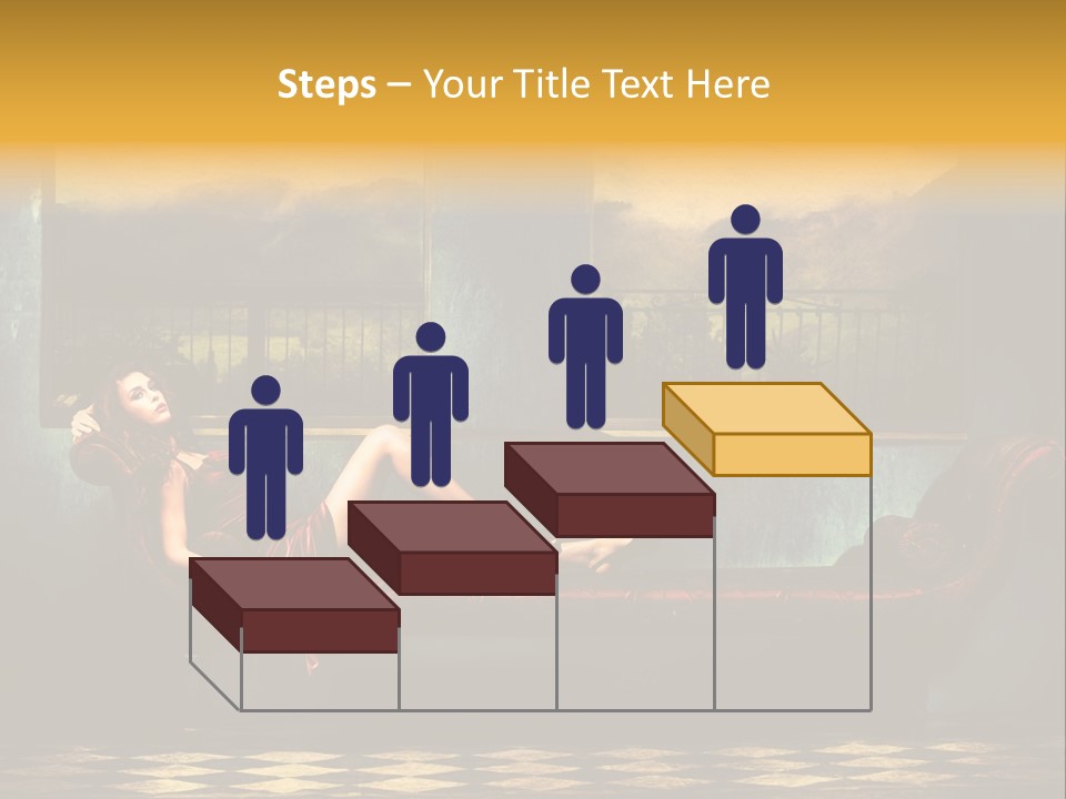 Woman Full Body Shot Sofa PowerPoint Template