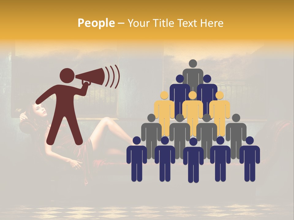 Woman Full Body Shot Sofa PowerPoint Template