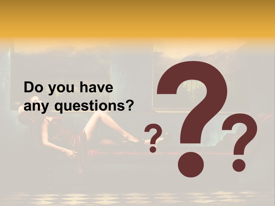 Woman Full Body Shot Sofa PowerPoint Template