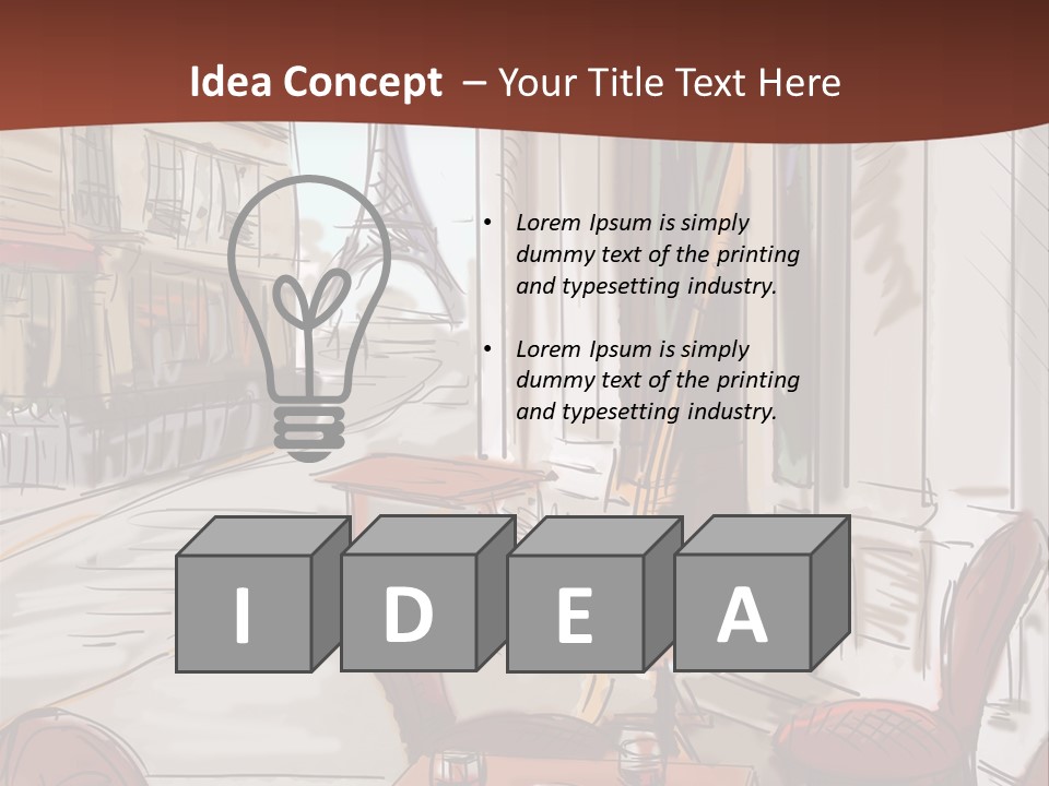 Outline Lantern Paris PowerPoint Template