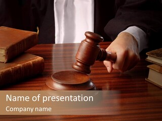 Lawyers Hold Wooden PowerPoint Template