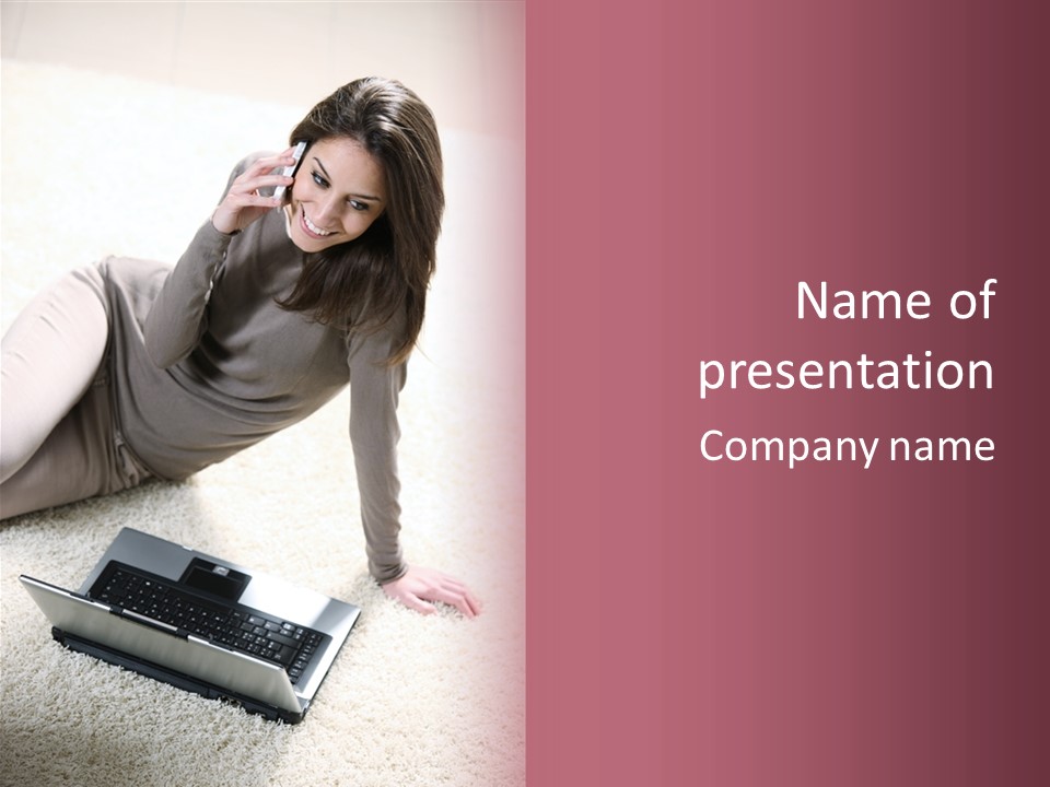 Working Laptop Floor PowerPoint Template