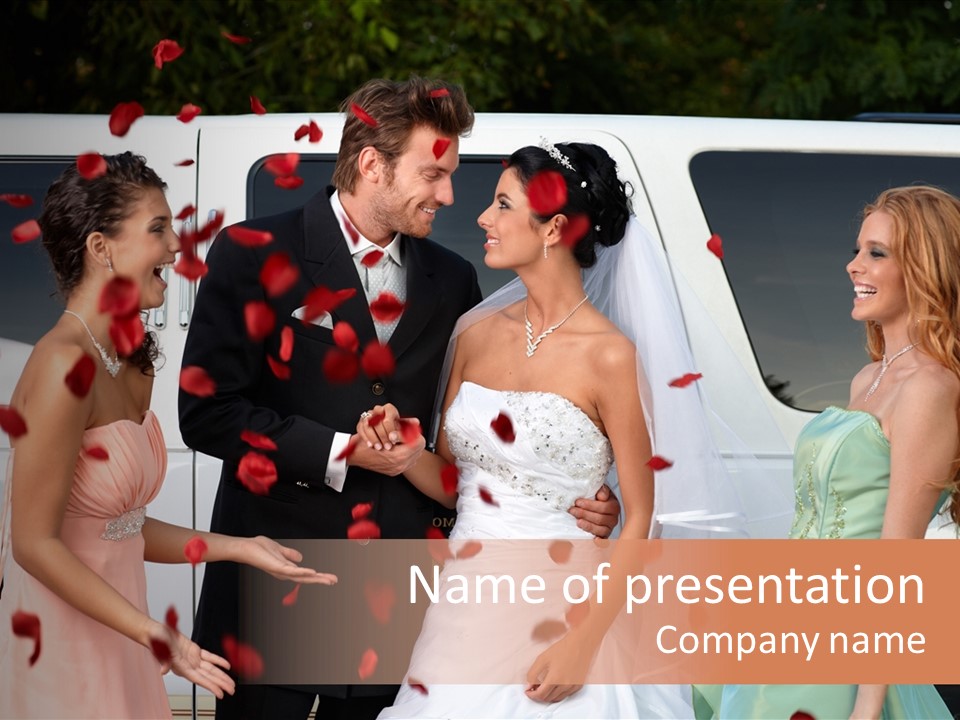 Groom Smiling Girl PowerPoint Template