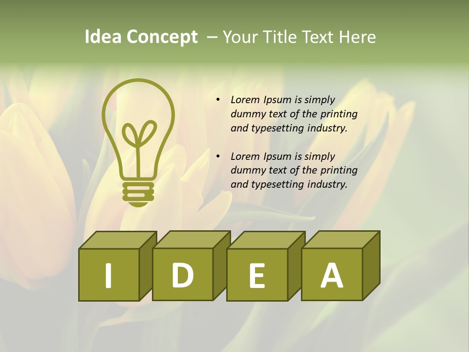 Colourful Bulbs Yellow PowerPoint Template