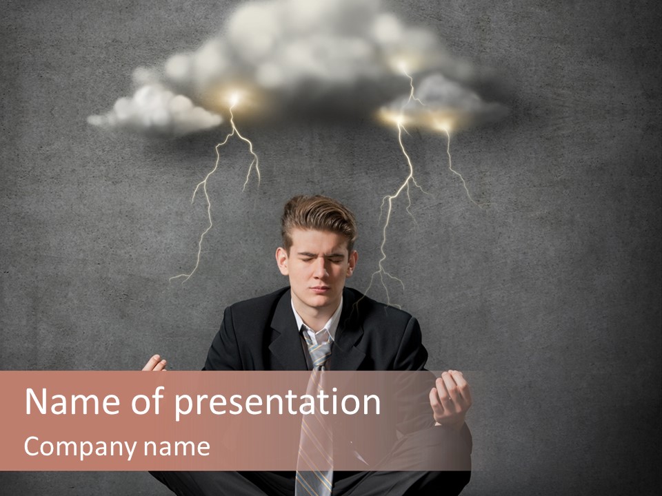 Anxiety Clouded Mind Cloud PowerPoint Template